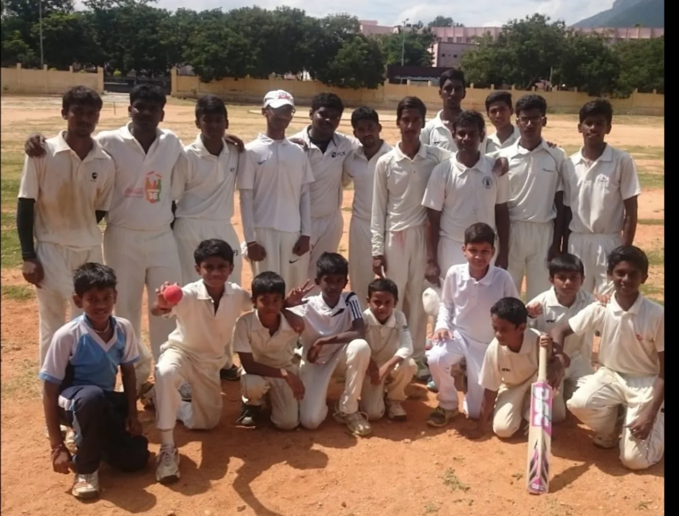 Group of young cricket players at the academy