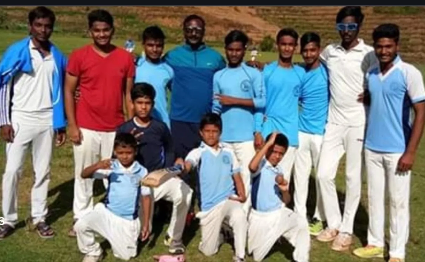 Players posing after cricket session
